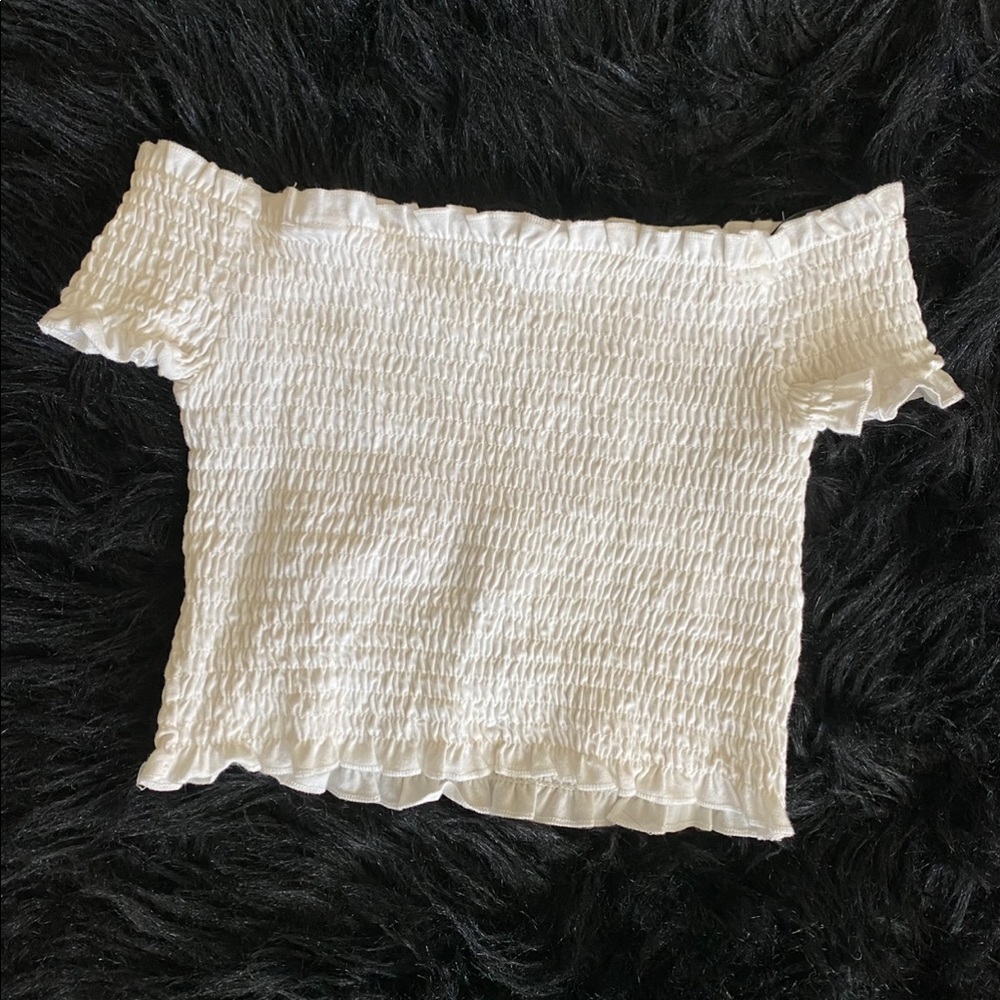 Off the shoulder white crop top